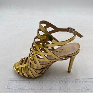 FSJ Women Peep Toe High Heel Bootie Pumps Stiletto Ankle Strap Heels Cutout Gold